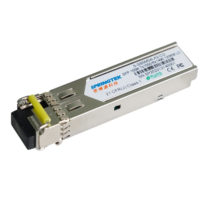 Merkcompatibel systeem 155M Single Mode BiDi 120km Industriële de Vezel Optische Module van LC Tx1550/Rx1490nm DDM SFP