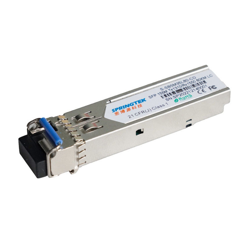 155M BIDI 80km de Schakelaarddm WDM van 1310nm/1550nmn LC de Simplex Optische Module van SFP van de Modulezendontvanger