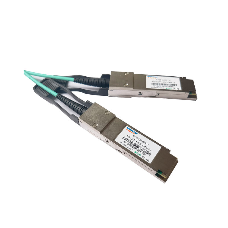 Hoge snelheid Qsfp+ Aoc OM3 1m (33ft) de Actieve Optische Kabel van Qsfp 40g Sr4 voor Data Center