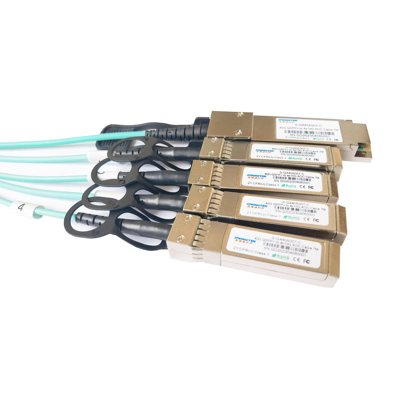 40g Qsfp+ aan de Doorbraakkabels 7m van 4x10g Sfp+ Aoc Kabel van de de Vezel de Actieve Optische Zendontvanger 850nm Sfp Aoc van Ddm Om3
