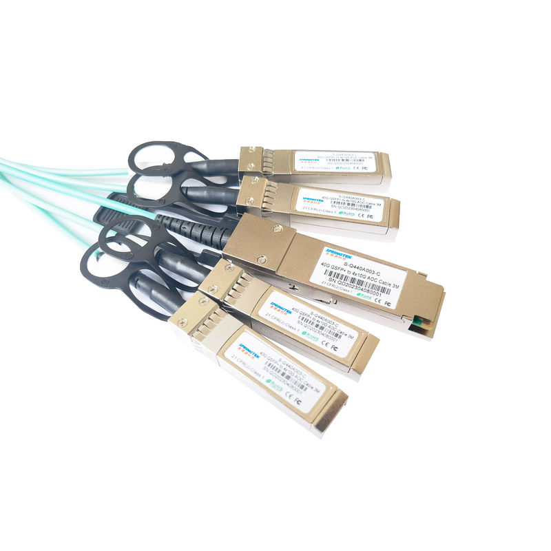 3M 40G QSFP+ aan de Actieve Optische Kabel MMF van 4X10g SFP+ AOC voor het Kanaal van Ethernet en van de Vezel