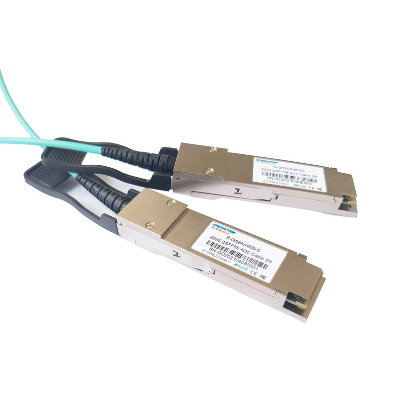 QSFP56 aan QSFP56 het Actieve Gebruik van het het Flardkoord van de de Optische Kabelaoc OM3 Optische Vezel van 200G voor Data Centermateriaal